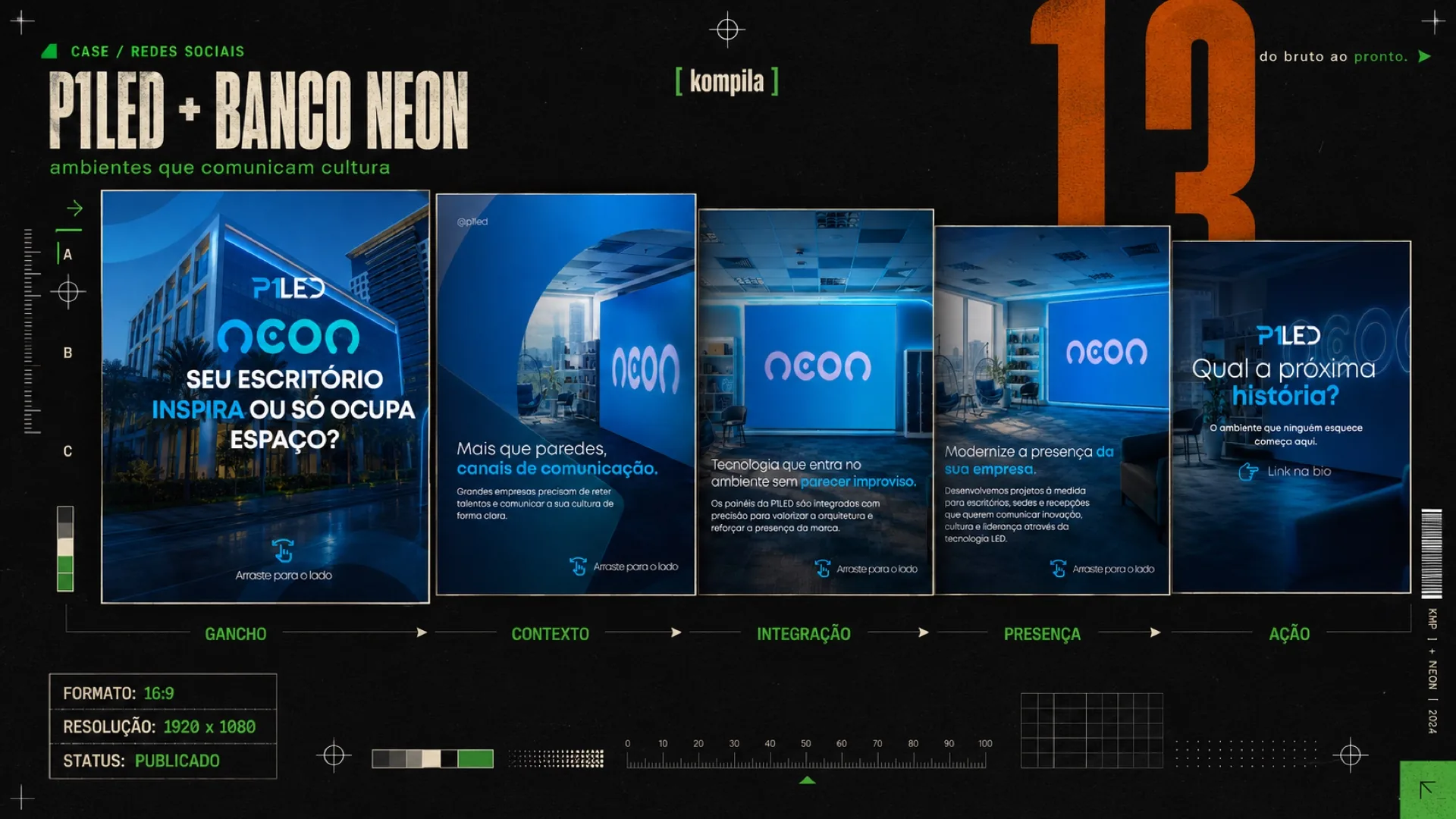 Case redes sociais P1LED e Banco Neon